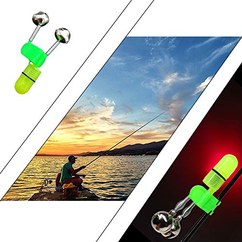 GEUNTECH Bissanzeiger, Glocke, Nachtlicht, LED-Licht, Angelrute mit Doppelalarm, Glocken, lauter Klang, Doppelglocken… – Bild 3