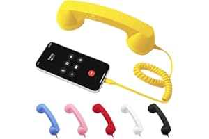 GENERIC Retro Phone Handset, Type-C Telephone Style Landline Handle Receiver, Vintage Telephone to Landline Adapter, Connect to Cell Phones, with Answer Button, Microphone Speaker (Yellow)