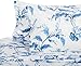 Amazon Brand – Pinzon Signature 190-Gram 100% Cotton Heavyweight Velvet Flannel Bed Sheet Set, Queen, Floral Smoky Blue