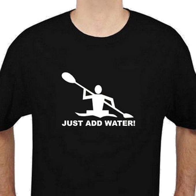Kayak Tshirt Black with Just Add Water Logo ptinted in white (Medium