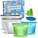 Carpe Reusable Silicone Food Storage Bag (4) + Silicone Mitten + Scrubber Sponge | Eco-friendly Reusable Ziplock Bags for Sandwich, Sous Vide, Snack, Lunch| Freezer, Dishwasher Safe