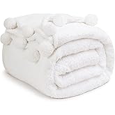 LBRO2M Double Sided Sherpa Blanket,King Size Super Soft Fuzzy Plush Warm Cozy Fluffy Throw Reversible Luxurious Blankets (White)