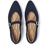Bebxufa Women's Pointed Toe Knit Mary Jane Ballet Flats for Office Casual Wear Stretchy Dressy Slip-On Shoes with Arch Support