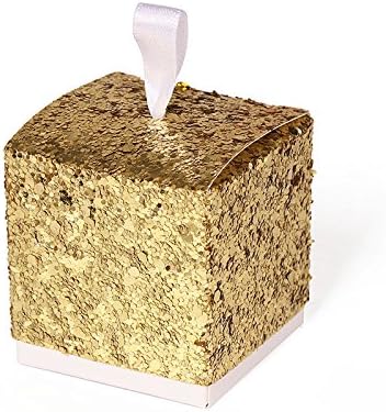 5*5*5cm Shining Shining Box Gold/Silver Wedding Party Candy Box Gift Box for Guest Home Made Cupcake Box Party Supplies Favors (12pcs Gold)