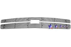 APS Compatible with Chevy Silverado 1500 2007-2013 Main Upper Stainless Black Horizontal Billet Grille Insert C65766H