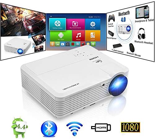 WiFi Projector, 5000 Lux Full HD Video Projector Bluetooth 1080P Home Theater, Wireless Screen Mirroring for iOS/Android, Compatible with PS4, TV Stick, PC, Laptop, HDMI, USB, VGA for Outdoor Movies