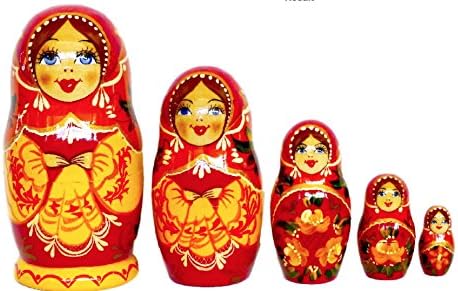 Nesting Dolls 4.5" - Set of 5 Wooden Russian Nesting Dolls - Matryoshka Stacking Nested Wood Dolls