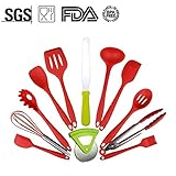 Silicone Utensils, Heat Resistant Silicone Kitchen Utensils Set of 10 Pieces, Non Stick - Non Scratch Cooking Utensils Kitchen Good Helper