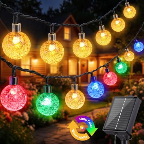 Zorela Solar Garden Lights Outdoor, 50 LED Colour Change Solar String Lights Waterproof, 7M/23Ft Garden Fairy Lights Solar Powered 11 Light Modes for Patio Yard Balcony Christmas Parties Wedding