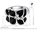 Angelady Women Girls Black Enamel Flower Austrian Crystals Cocktail Ring 18K Platinum / Rose Gold Plated