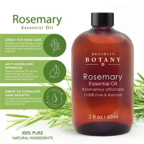 Brooklyn Botany Rosemary Essential Oil - 100% Pure & Natural - 2 Oz With Dropper