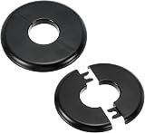 PATIKIL Black 1.10" Wall Split Flange 2 Pcs ABS Self-Adhesive Escutcheon Plate view 1