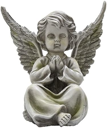 Tremont Floral Cherub Boy Angel Garden Figurine - Can Be Used Inside/Outside - Perfect at Grave, Or Gravesite Or As A Garden Decoration - Unique Sympathy Gift