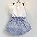 FEITONG Girls Lace T-Shirt+Stripe Shorts Set (Age:5-6Y) White