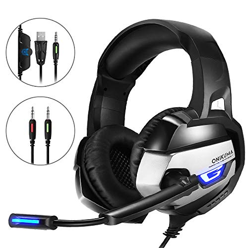 Gaming Headset for PS4, Xbox One (Adapter Needed), Nintendo Switch (Audio). PS4 Gaming Headset with 7.1 Surround Sound, Crystal Clear Sound, LED Lights & Noise-canceling Microphone. - Thumbnail 3
