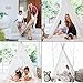 Hippococo Teepee Tent for Kids: Large Sturdy Quality 5 Poles Play House Foldable Indoor Outdoor Tipi Tents, True White Canvas, Floor Mat, Grey Moon Accessory, Family Fun Crafts eBook Included (Grey)