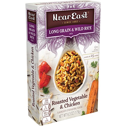 Near East Long Grain & Wild Rice Mix, Roasted Vegetable & Chicken (Pack of 12 Boxes)