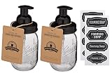 Jarmazing Products Mason Jar Foaming Soap Dispenser - Black - with 16 Ounce Ball Mason Jar - Two Pack!