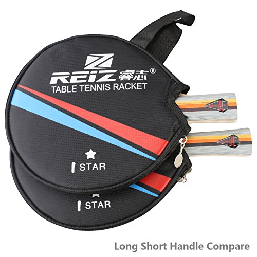 Anser 1 Star Short or Long Handle Ping Pong Paddle Table Tennis Racket with Case (Short Handle)