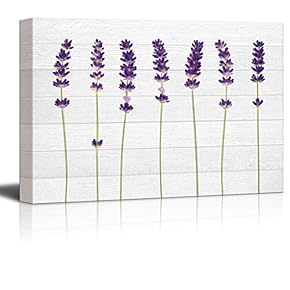 Purple Perennial Flowers Over White Wood Panels - Canvas Art Home Art - 12x18 inches