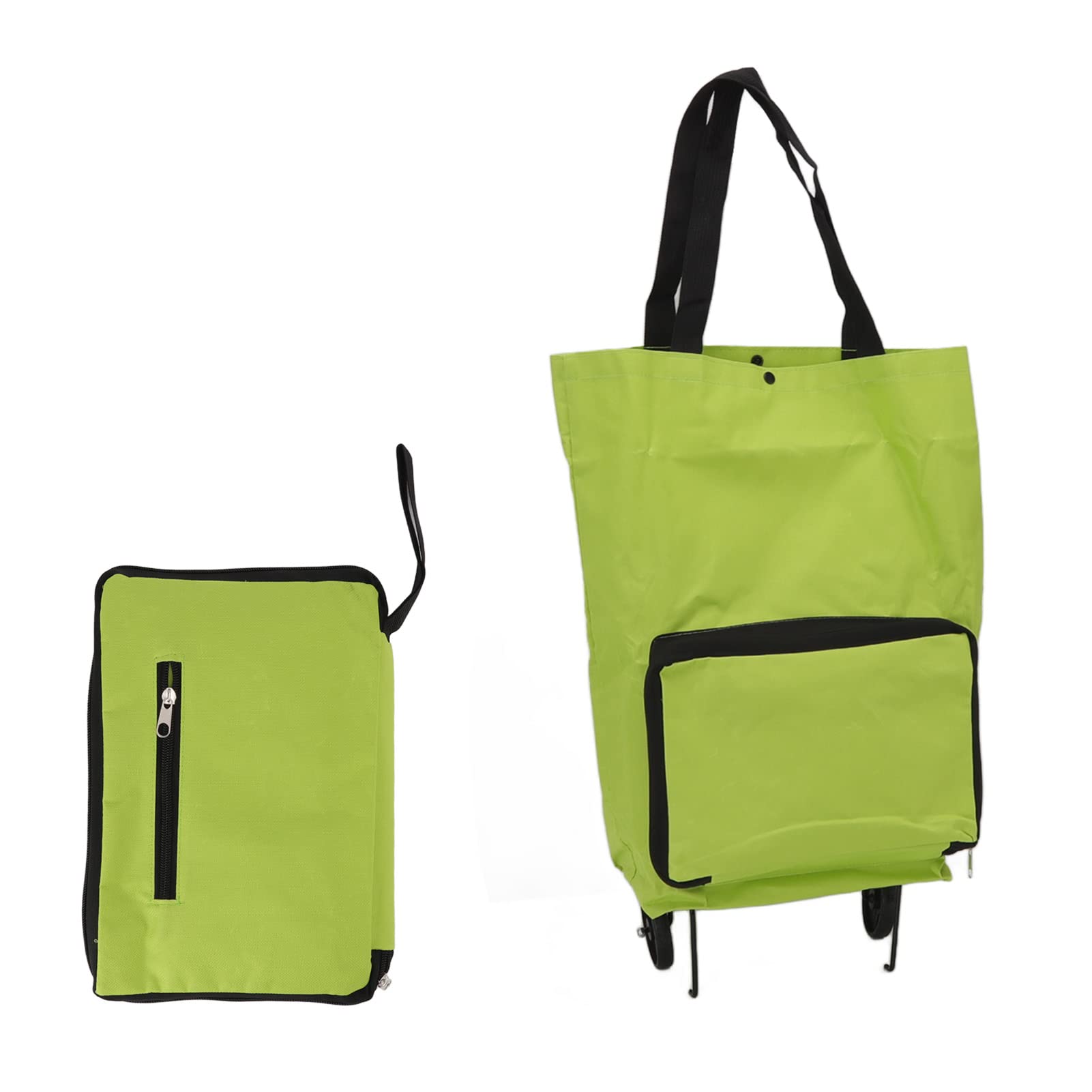 Shopping Trolley on Wheels, Foldable Trolley Cart Multifunctional Canvas Storage Bag, Portable Reusable Shopping Bag on Wheels for Supermarket Shopping Daily Storage(Green)