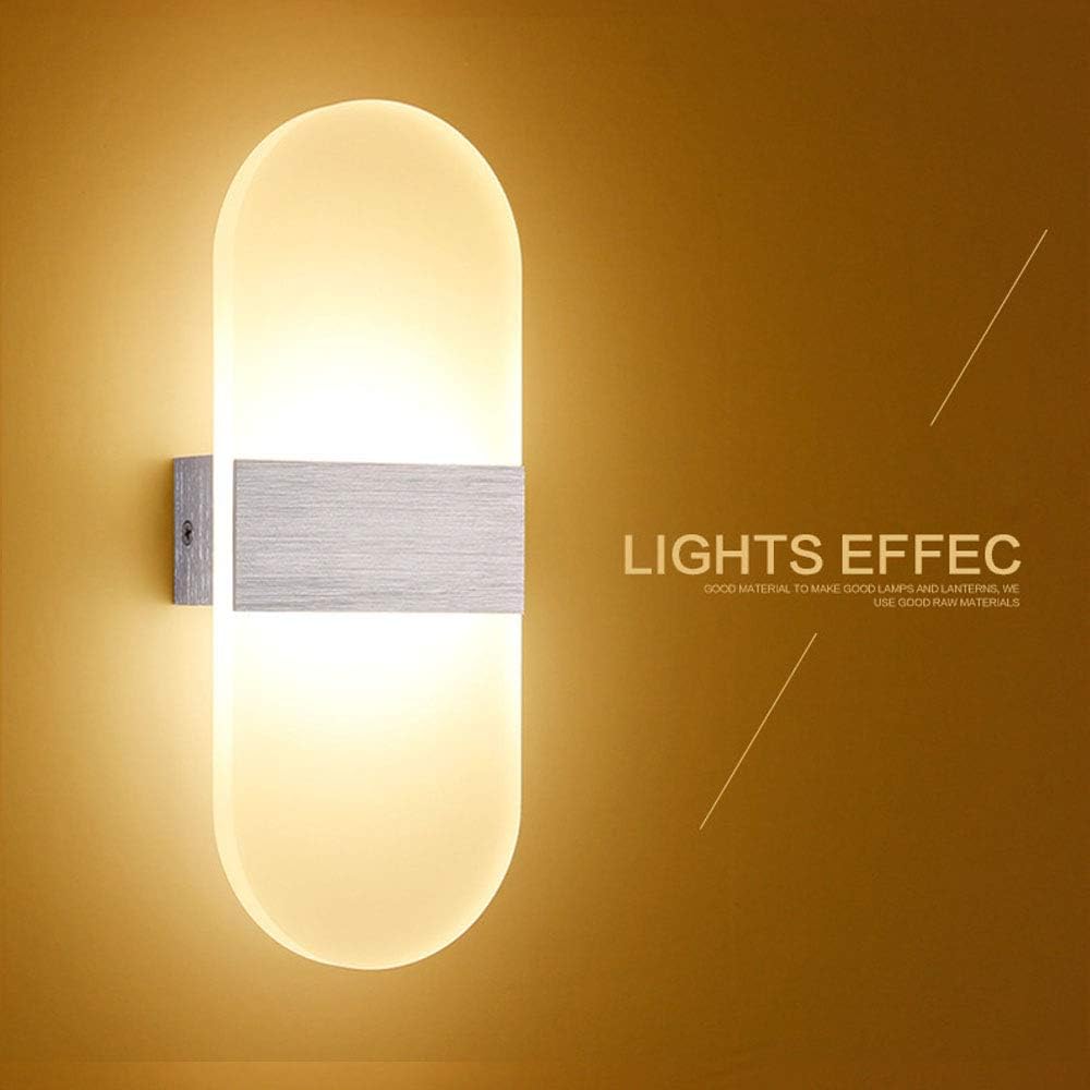 QWE Wall Lamp LED Interior Modern White Wall Lamp Staircase Up and Down Interior Lights Hallway Lamp for Living Room Corridor Bedroom, Warm White [Energy Class A ++]