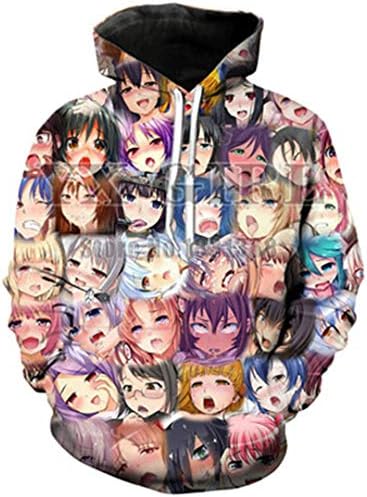 Unisex Funny 3D Printing Ahegao Anime Hoodie