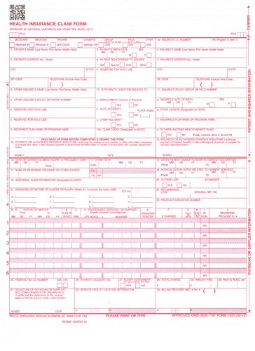 CMS-1500CS-12 Health Insurance Claim Forms