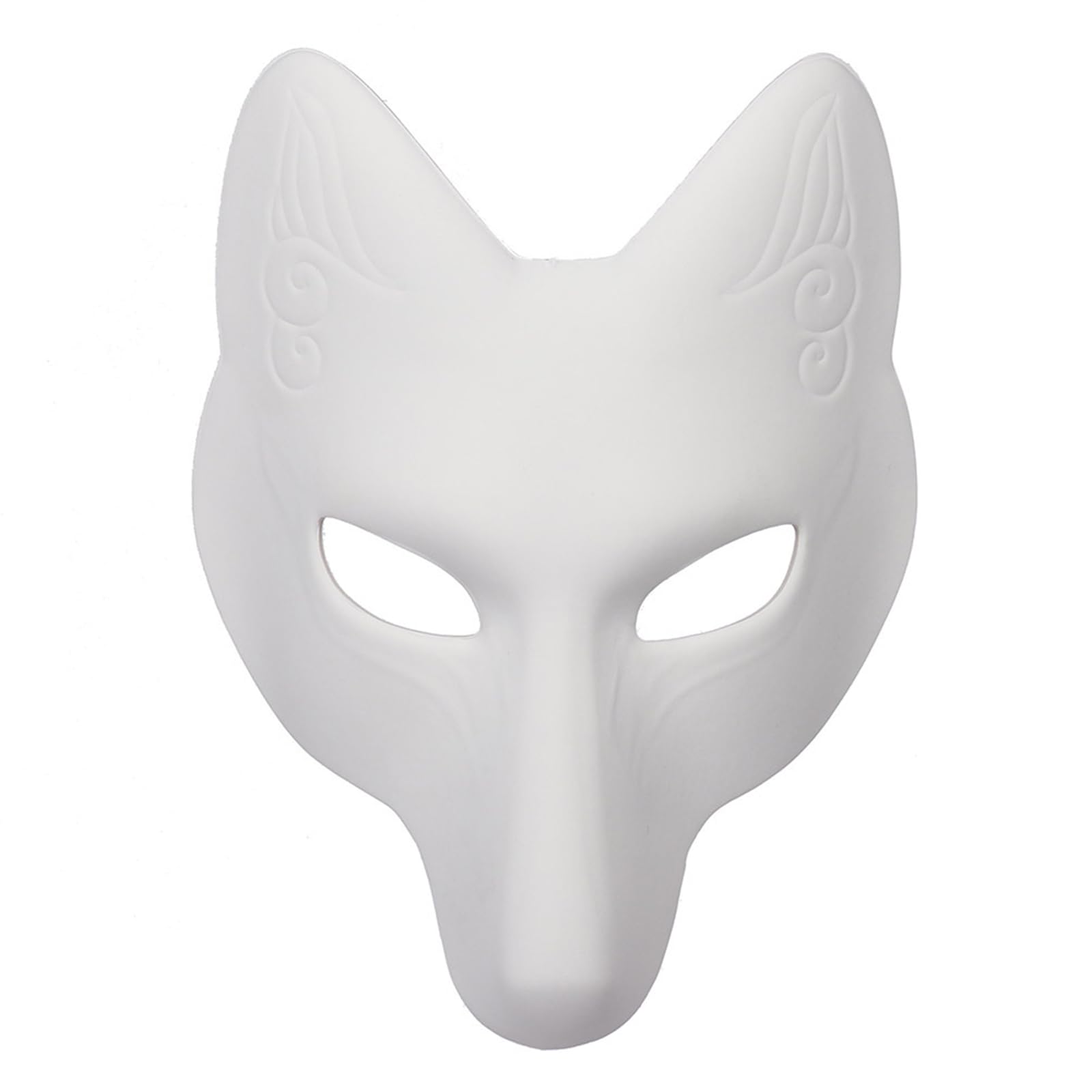 Embhlitfe Fox Mask - Therian PU Halloween DIY Blank White Animal Masquerade Mask for Party Cosplay Costume Accessory Drama