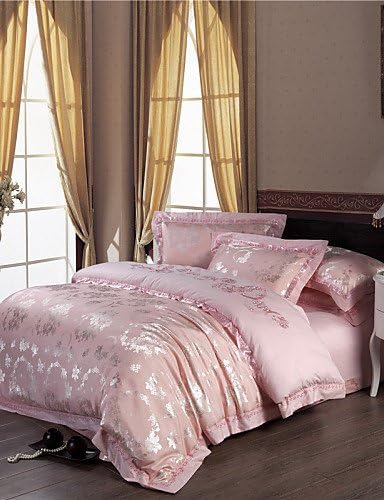 wwgy Direct Selling Light Pink Bedding Little Floral Bedspread Best Choice for Home Bed Sheet 4Pcs Queen King Size , queen