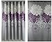 Eforgift 72-inch by 78-inch Floral Printed Shower Curtain Fabric, Waterproof Bathroom Curtains with Free Rings, Purple/Grey