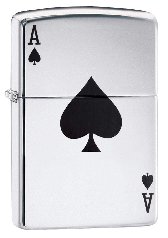 Photo 1 of Zippo 24011 Ace of Spades Pocket Lighter, High Polish Chrome