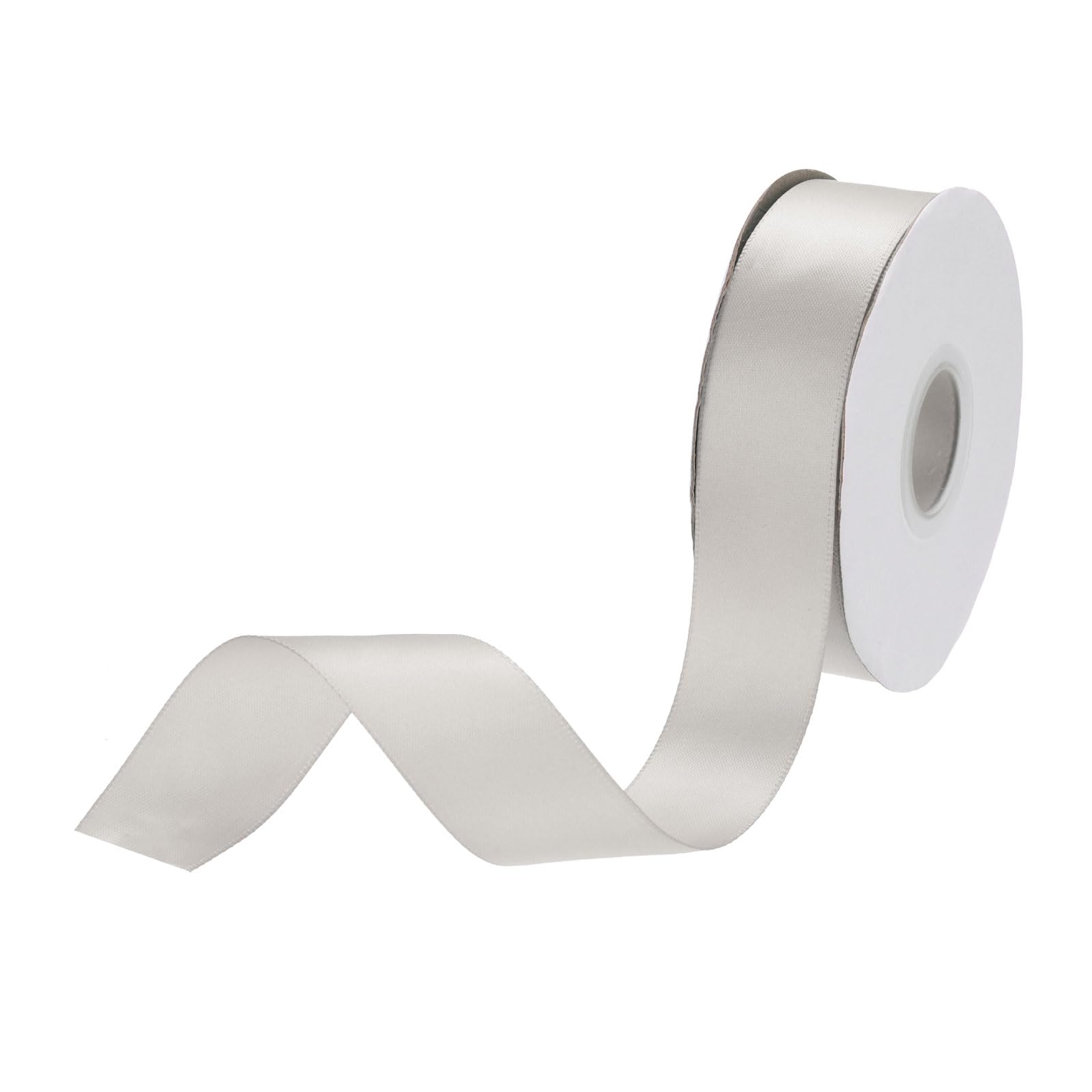 DMiotech 25mm Satin Ribbon 23m/75ft Thin Double Face Fabric Grosgrain Ribbon for Gift Wrapping Floral Hair Flower Bouquet, Light Grey