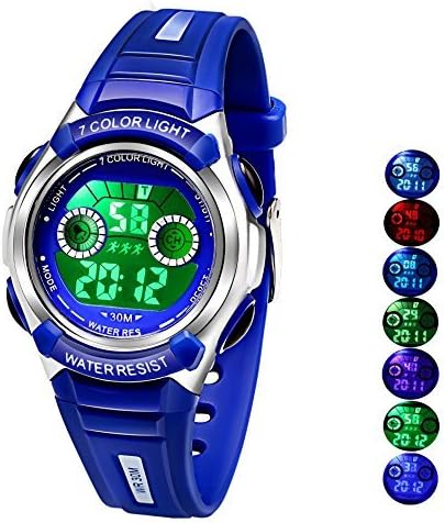 Multi Coloured Lights Time Teacher Watch for Girls Boys Digital Sports Swim,Frozen,Waterproof Kids Watches,for Age 3-8