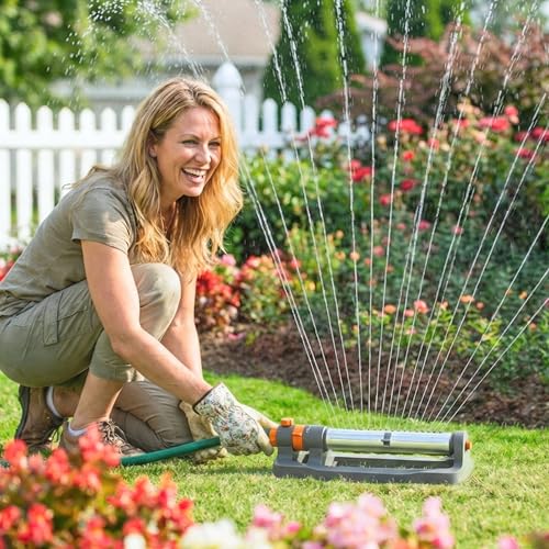 Lawn Sprinkler, Oscillating Sprinkler for Yard, 3-Way Adjustable with 18 Precision Nozzle for Garden, Small Areas, Garss, Outside Heavy Weight Base