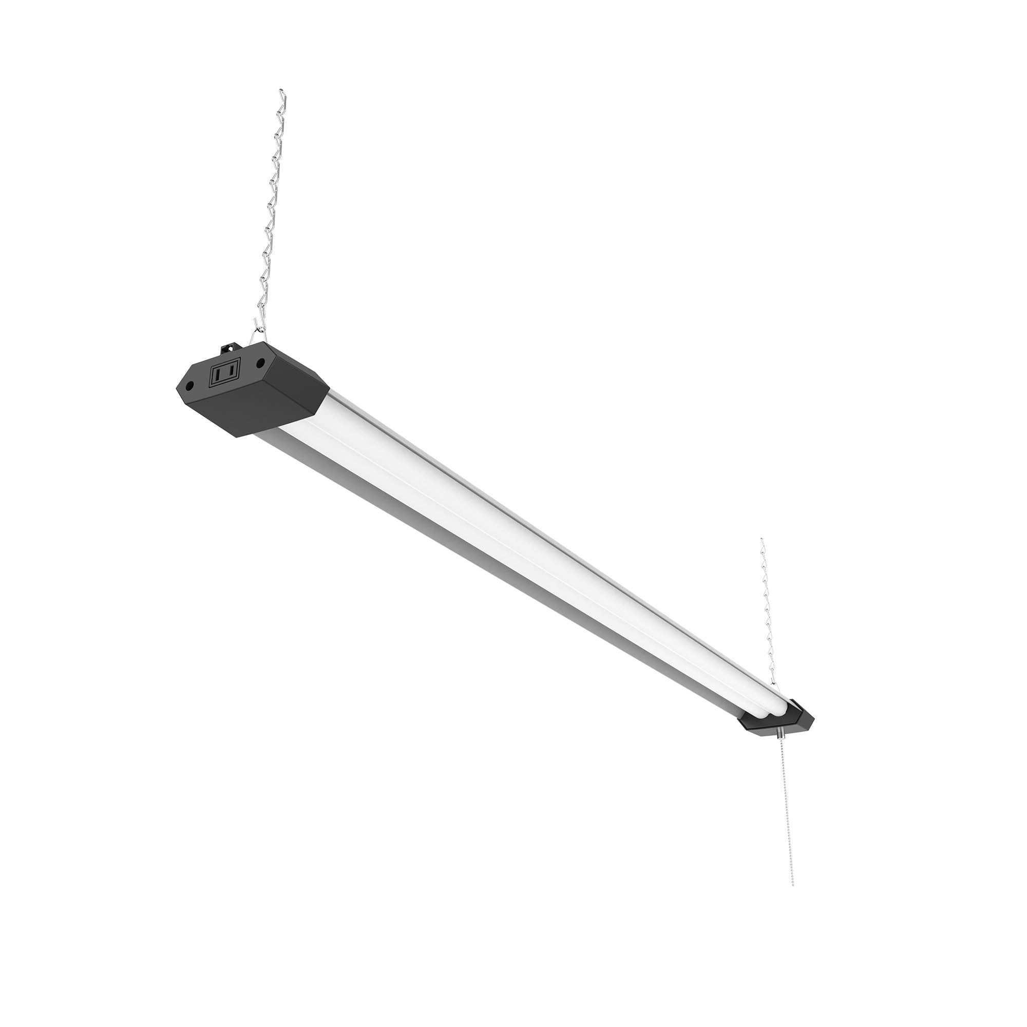 Photo 1 of Quarterback 4FT 50W LED Shop Light Linkable with Hexagon Shade Reflector Cover Daylight White 5000K Pull Chain Plug in Workshop Fixture for Garage Basement
