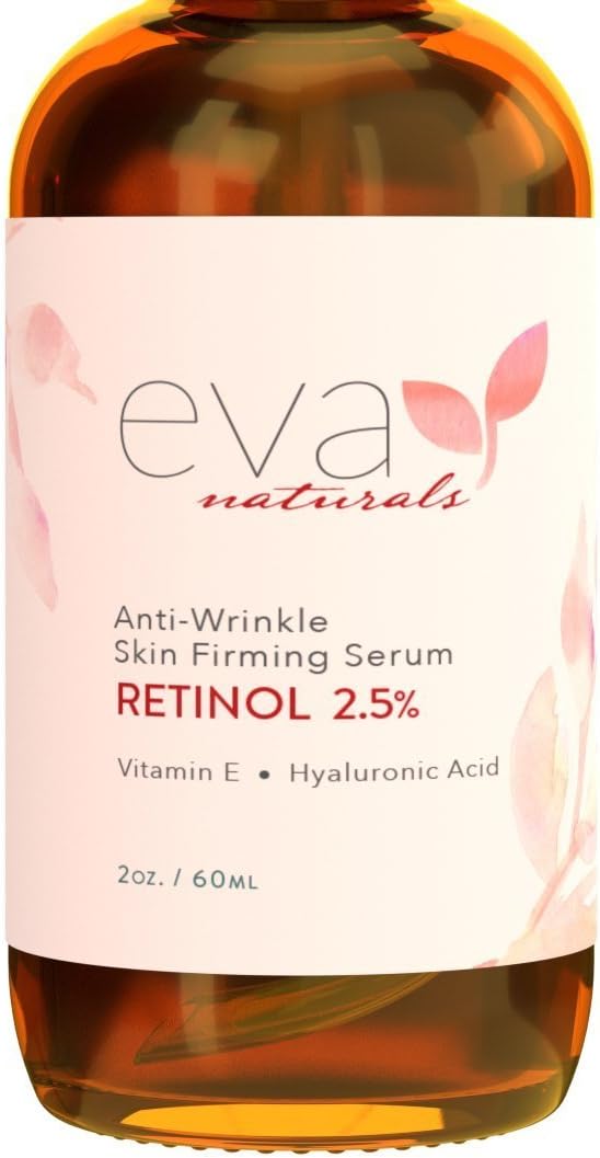 Retinol Serum 2.5% by Eva Naturals (60 ml, Double-Sized Bottle), Best Anti-Aging Serum, Minimizes Wrinkles