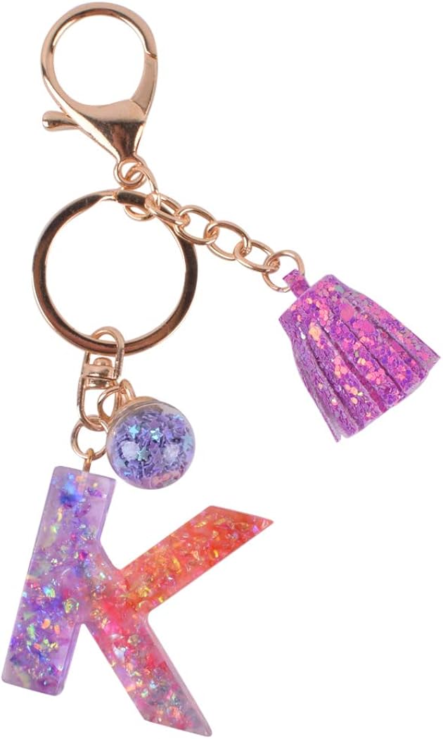 Initial Keychains Letter K Alphabet Cute keychain for purse handbag