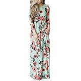 HOOYON Women's Casual Floral Printed Long Maxi Dress with Pockets(S-5XL)