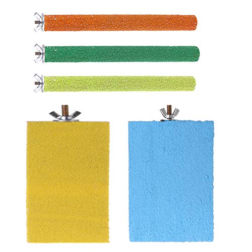 5 Pack Bird Perch Stand Toy, Wood Parrot Perch Stand Platform Paw Grinding Stick, Cockatiel Cage Accessories for Budgies Parakeet Cockatiel Conure