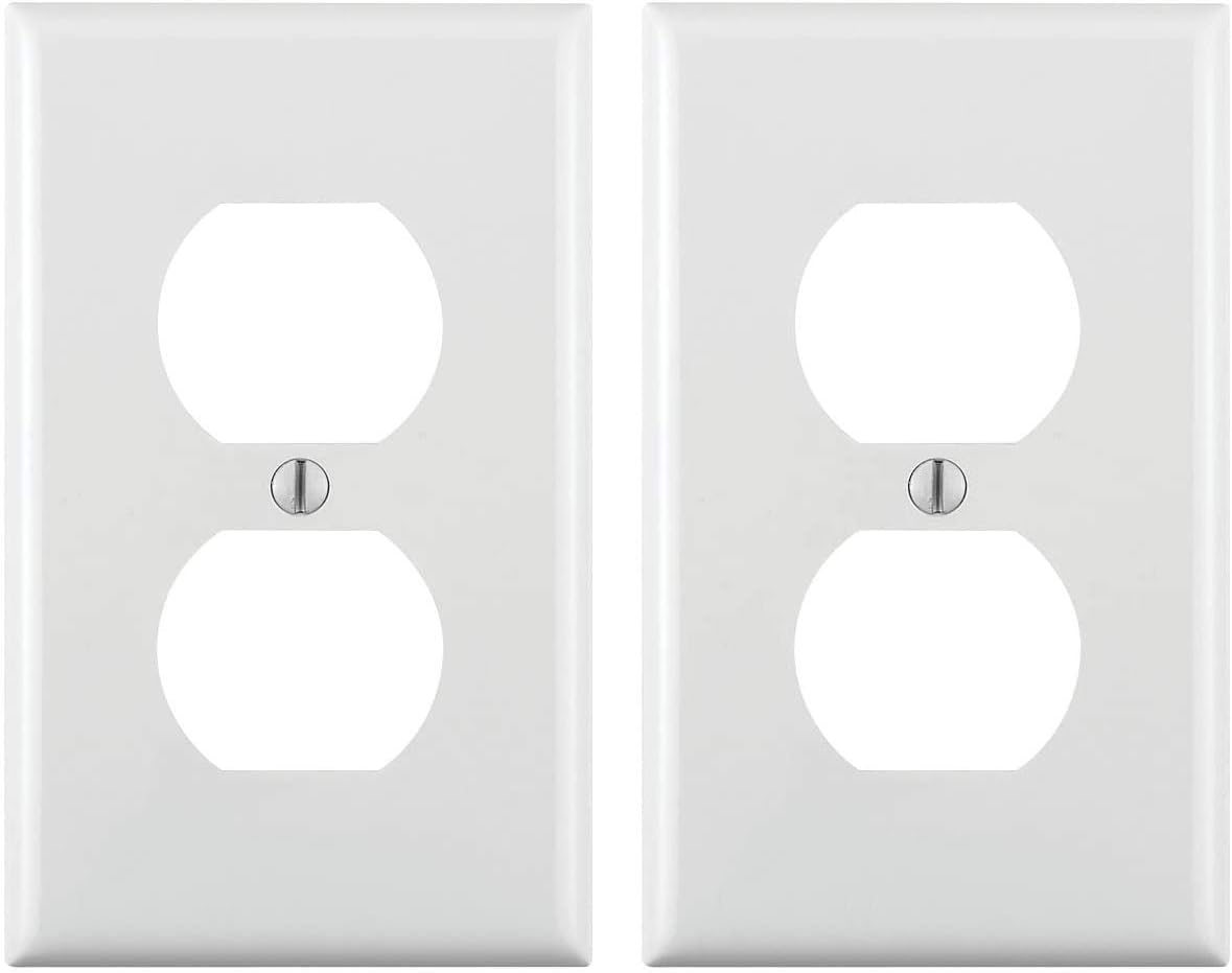 Leviton 80703-W 1-Gang Duplex Device Receptacle Wallplate, Standard Size, Thermoplastic Nylon, Device Mount, White, 1 Pack - Outlet Plates - 