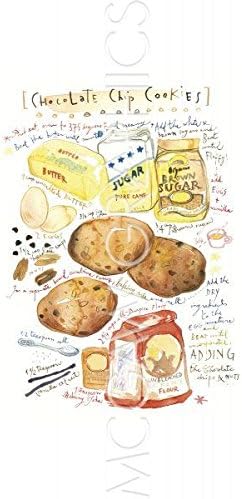 Chocolate Chip Cookies Recipe by Lucile Prache, Art Print Poster, Paper Size 14" x 11" Image Size 10" x 8"(4339)
