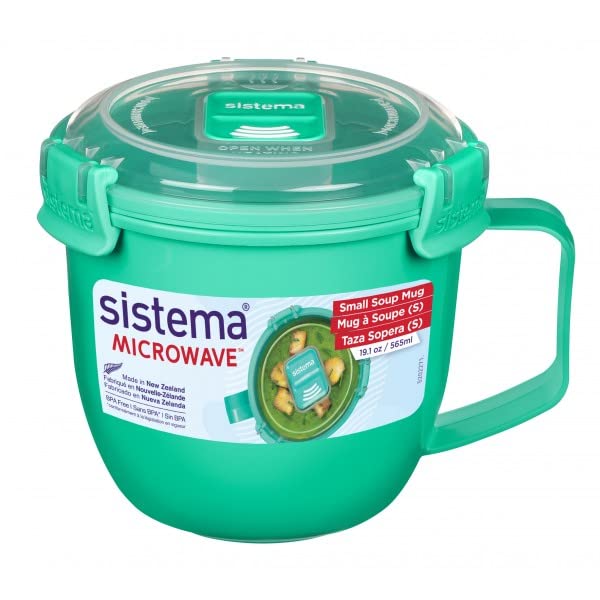 Sistema Pack of 6 Microwave Small Soup Cups, 565 ml, BPA Free, Mixed Colours