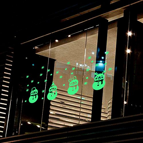 Decor Stick, coersd Christmas Glow Snowman Wall Stickers Living Room Luminous Stickers Window Decor