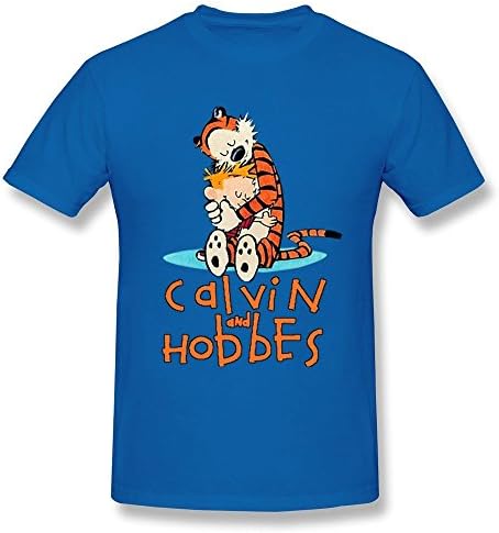 LIMEI Men's Calvin And Hobbes Together Crew Neck T-shirt RoyalBlue XL