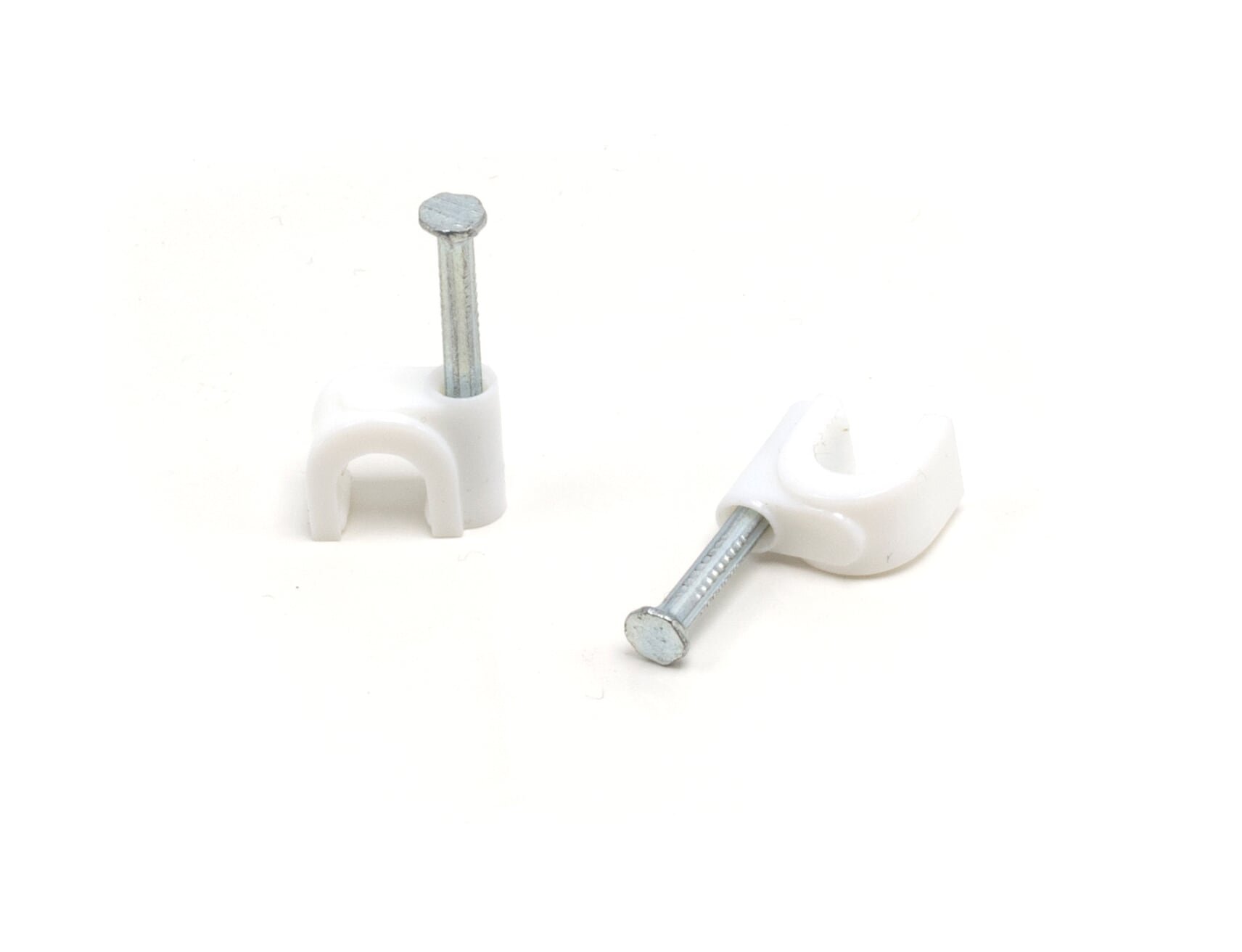 THE CIMPLE CO - Single Coaxial Cable Clips, Cat6, Electrical Wire Cable Clip, 1/4 in (6 mm) Nail Clip and Fastener, White (50 Pieces per Bag)