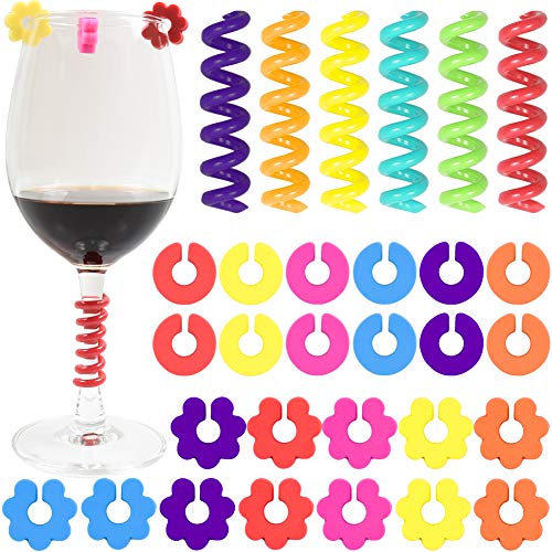 30 Pcs Silicone Drink Markers Wine Glass Charms Markers Drink Markers for Champagne Flutes Cocktails Martinis Wine Glass 3 Size - Thumbnail 6