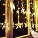 TOFU Star Curtain Lights, 138 LED 12 Stars Remote Window Curtain String Lights Plug in with 8 Flashing Modes Decoration for Christmas, Wedding, Bedroom, Party, Birthday, 7.3ft(W)&times;3.3ft(H), Warm White primary