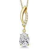 Gem Stone King 10K Yellow Gold 8X6MM Pear Shape Gemstone Birthstone and Lab Grown Diamond Infinity Pendant Necklace for Women | With 18 Inch Chain
