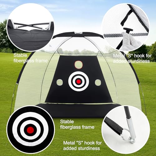TTCBSPORTS Golf Practice Net 10x7ft for Garden, Golf Hitting Net for Backyard Driving, Chipping Nets and Mat Indoor/Outdoor - GolfNet Simulator for Home, Gift for Men/Dad